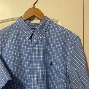 Polo by Ralph Lauren Men's Light Blue Check Button Down Shirt